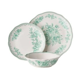 12-Piece Stoneware Dinnerware Set, Green 12-Piece Stoneware Dinnerware Set, Green