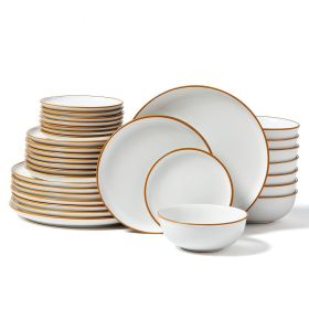 32 PCS Dinnerware Set Ceramic Plates and Bowls Sets Service for 8 White 32 PCS Dinnerware Set Ceramic Plates and Bowls Sets Service for 8 White