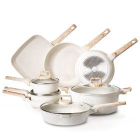 19 Piece Pots and Pans Set Granite Nonstick Kitchen Cookware Induction White 19 Piece Pots and Pans Set Granite Nonstick Kitchen Cookware Induction White